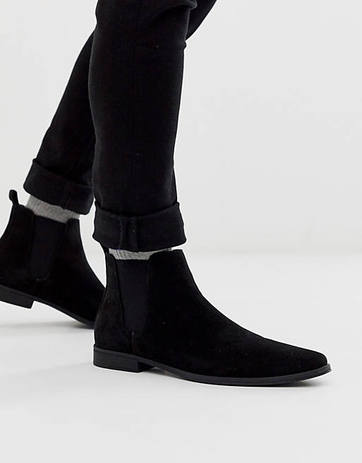ASOS DESIGN chelsea boots in black faux suede