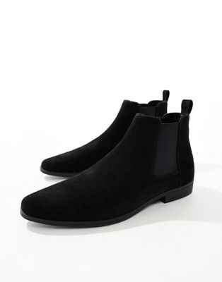 Asos Design Chelsea Boots In Black Faux Suede