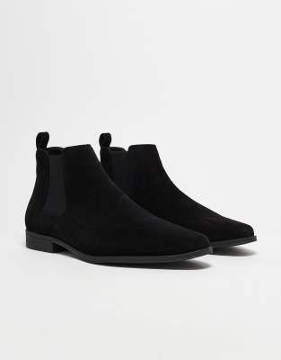 Asos Design Chelsea Boots In Black Faux Suede