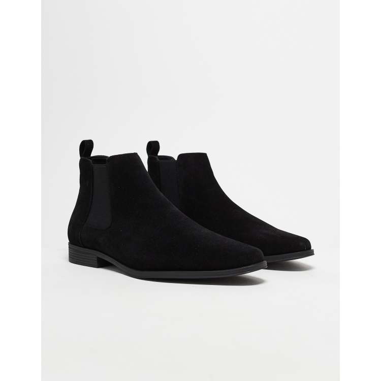 DESIGN boots in black faux suede ASOS