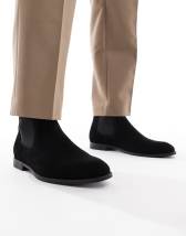 SEQWL round toe chelsea boots in faux suede black