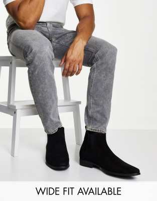 Asos Design Chelsea Boots In Black Faux Suede In Black