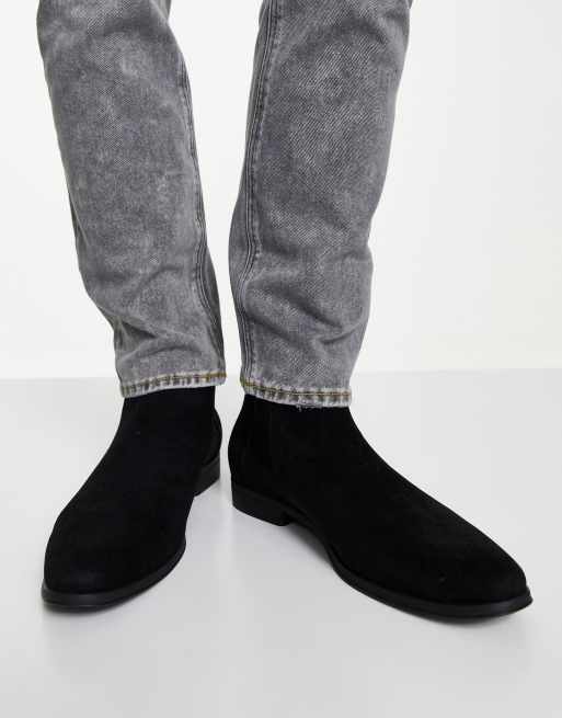 ASOS DESIGN chelsea boots in black faux suede ASOS