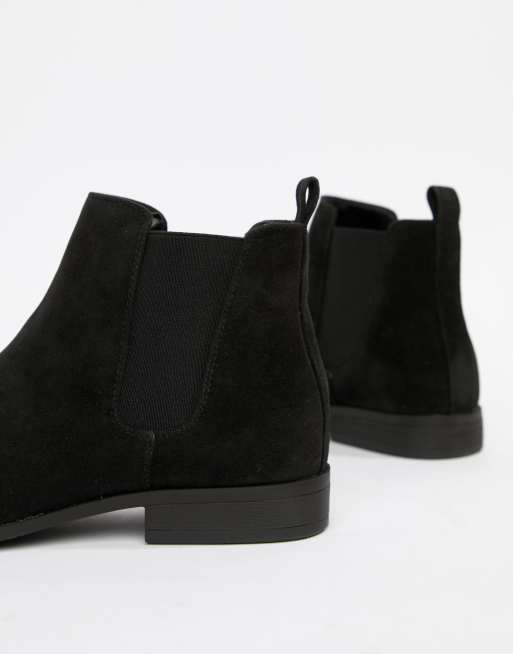 Black faux suede chelsea boots best sale