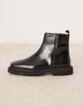 [ASOS DESIGN] ASOS DESIGN chelsea boots in black hi-shine leather 46 BLACK