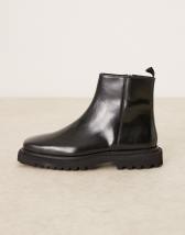 Asos design chelsea boots in black faux leather with zips hotsell