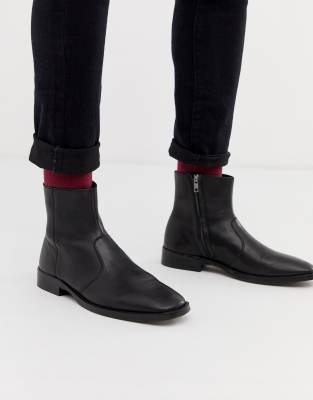 leather square toe boots