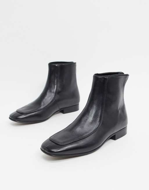 ASOS DESIGN chelsea boots in black leather with square toe | ASOS