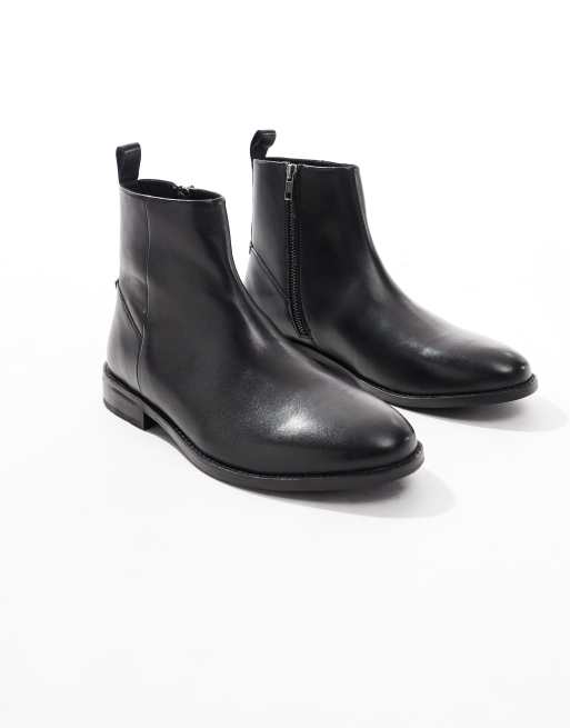 ASOS DESIGN chelsea boots in black leather with zip, 2 of 4