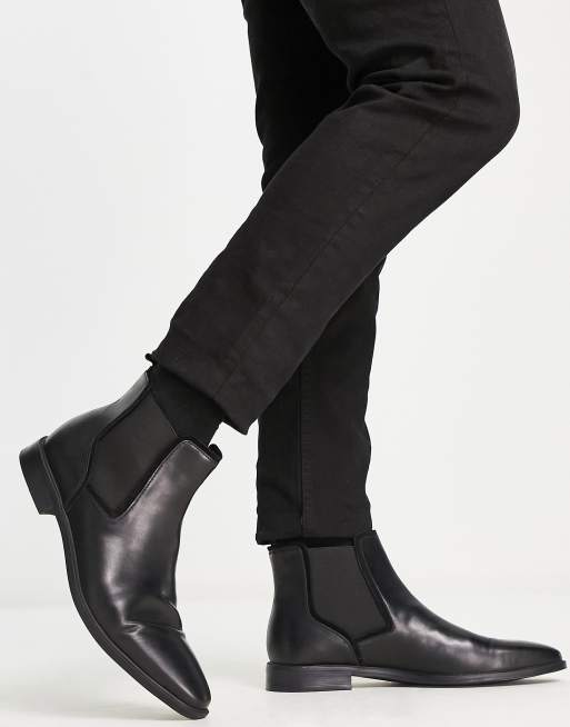 Asos design chelsea boots in black faux leather outlet with zips