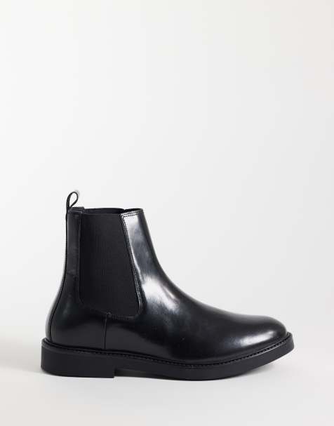 ASOS DESIGN chelsea boots in black polido leather - view 1