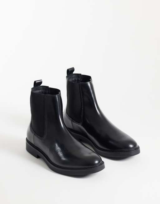 ASOS DESIGN chelsea boots in black polido leather, 2 of 5
