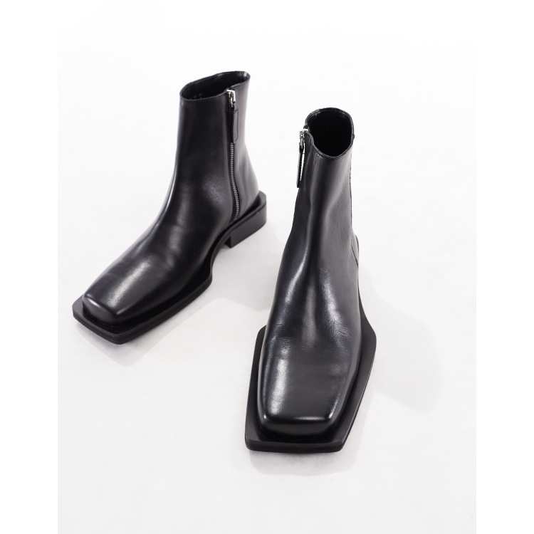 ASOS DESIGN chelsea boots in black polish leather with  display picture 2