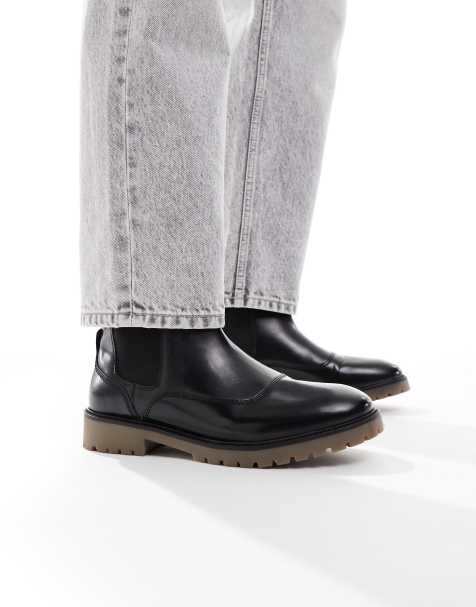 ASOS DESIGN chelsea boots in black polish with gum sole - view 1