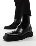 [ASOS DESIGN] ASOS DESIGN Chelsea boots in black polish with square toe 42 Black
