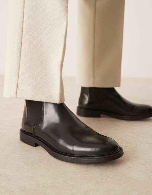 ASOS DESIGN chelsea boots in black polished leather, 2 of 4