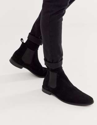 ASOS DESIGN chelsea boots in black suede with black sole | ASOS