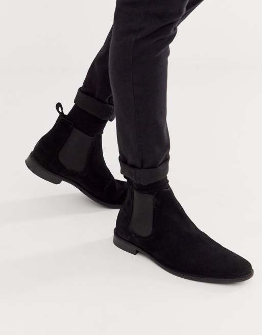 trone Kommunist Svaghed ASOS DESIGN chelsea boots in black suede with black sole | ASOS