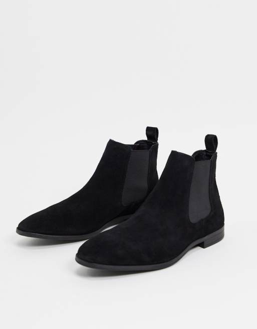 trone Kommunist Svaghed ASOS DESIGN chelsea boots in black suede with black sole | ASOS