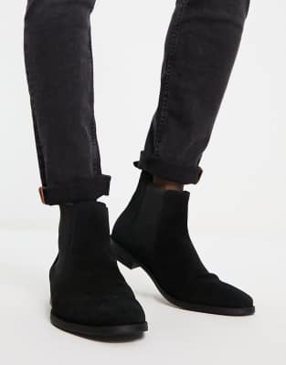 ASOS DESIGN chelsea boots in black suede with black sole