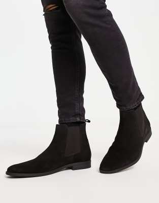 ASOS DESIGN chelsea boots in black suede with black sole - ASOS Price Checker