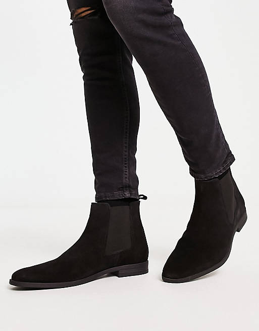 ASOS DESIGN chelsea boots in black suede with black sole | ASOS