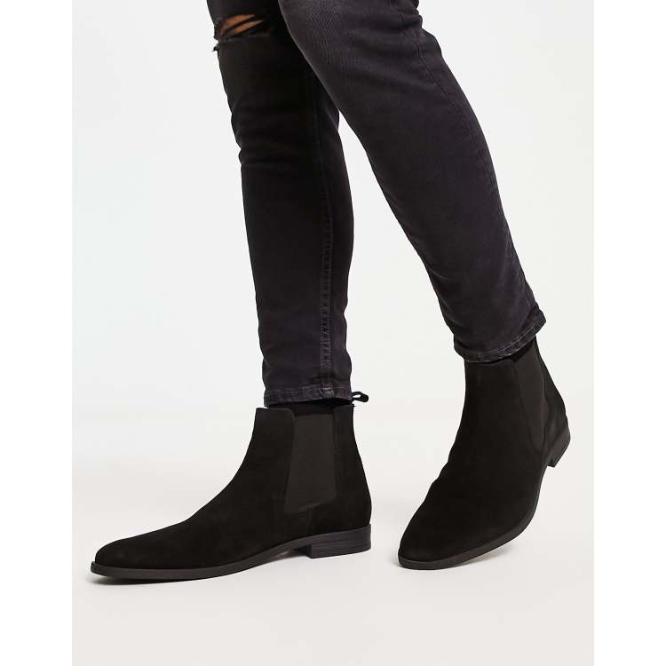 ASOS DESIGN chelsea boots in black suede with black sole ASOS