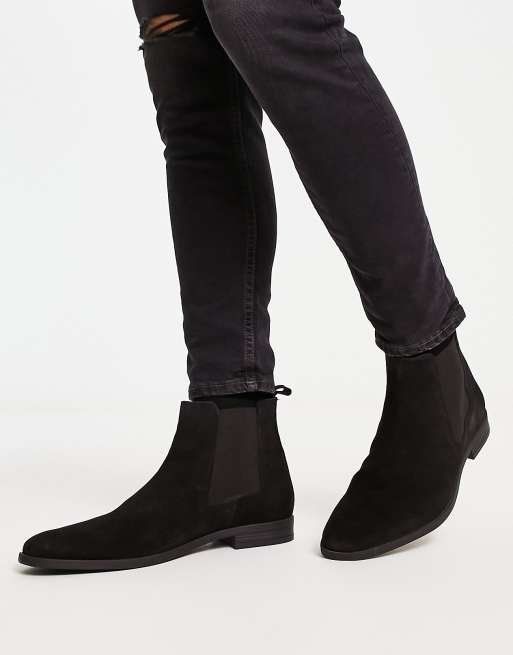 CerbeShops DESIGN chelsea boots in black suede with black sole