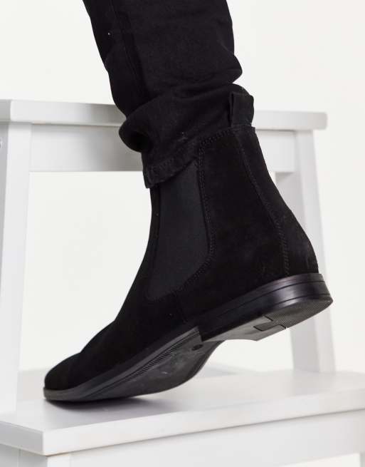 Asos black suede chelsea boots sale