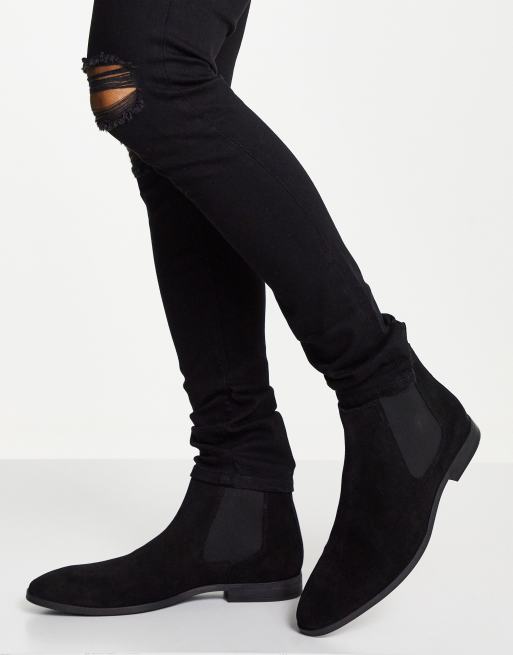 Asos black shop suede boots