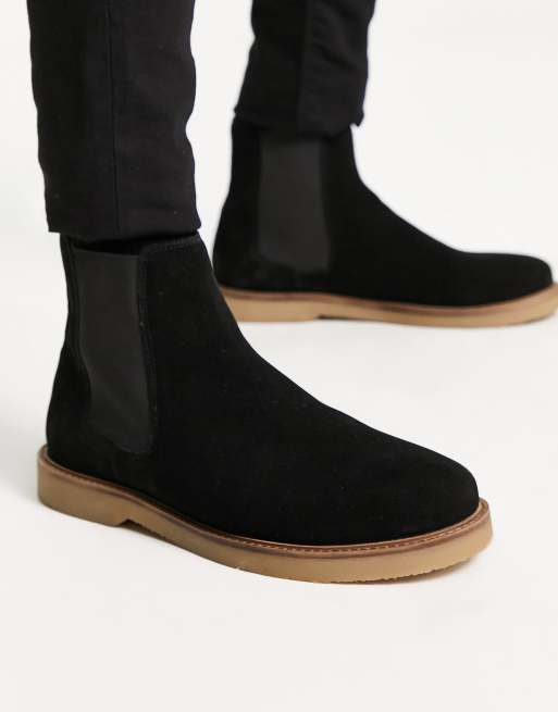 Asos black store suede chelsea boots