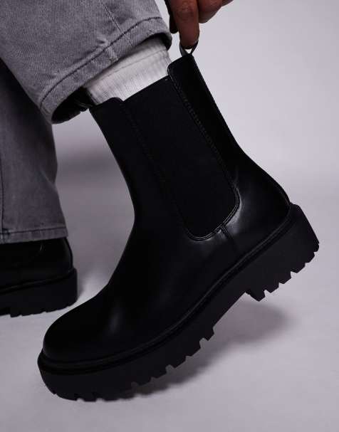 ASOS DESIGN chelsea boots in black with chunky soles - view 1