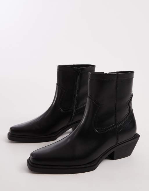 ASOS DESIGN chelsea boots in black with cuban heel and western detailing, 3 of 4