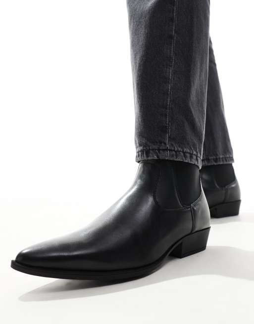 ASOS DESIGN chelsea boots in black with cuban heel