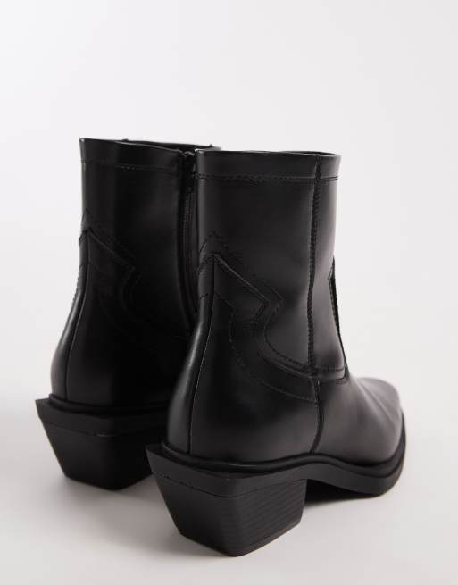 ASOS DESIGN chelsea boots in black with cuban heels and cowboy detailing, 4 of 4