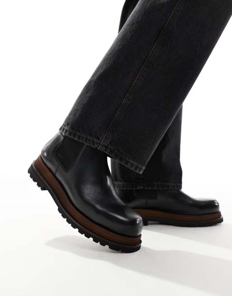 ASOS DESIGN chelsea boots in black with double stacked sole - view 1