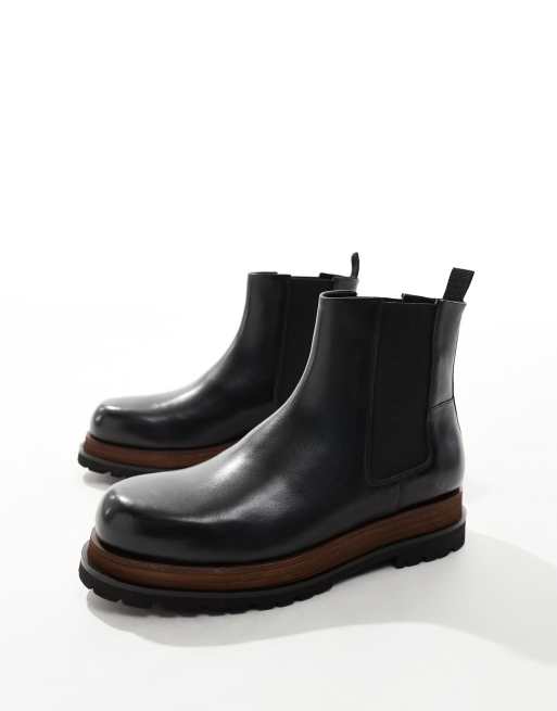 ASOS DESIGN chelsea boots in black with double stacked sole, 2 of 4