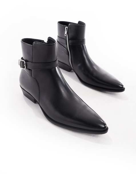 ASOS DESIGN chelsea boots in black with strap - view 1