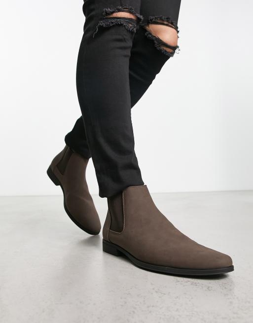 Asos grey chelsea boots sale