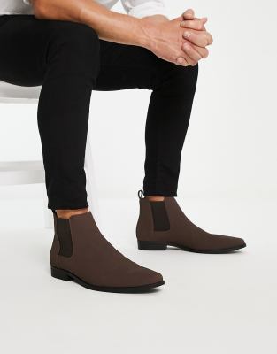 ASOS DESIGN chelsea boots in brown faux suede