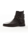 [ASOS DESIGN] ASOS DESIGN chelsea boots in brown leather with strap and buckle 43 Brown