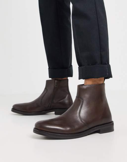 ASOS DESIGN chelsea boots in brown leather ASOS