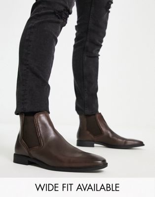 ASOS DESIGN chelsea boots in brown leather