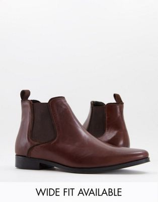 Asos Design Chelsea Boots In Brown Leather