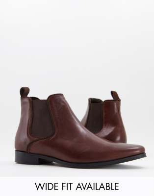 ASOS DESIGN chelsea boots in brown leather ASOS