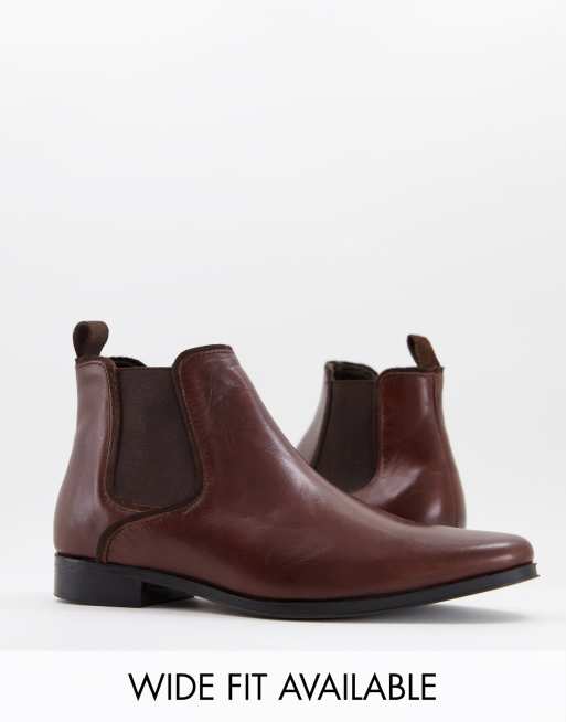 ASOS DESIGN boots in brown leather | ASOS