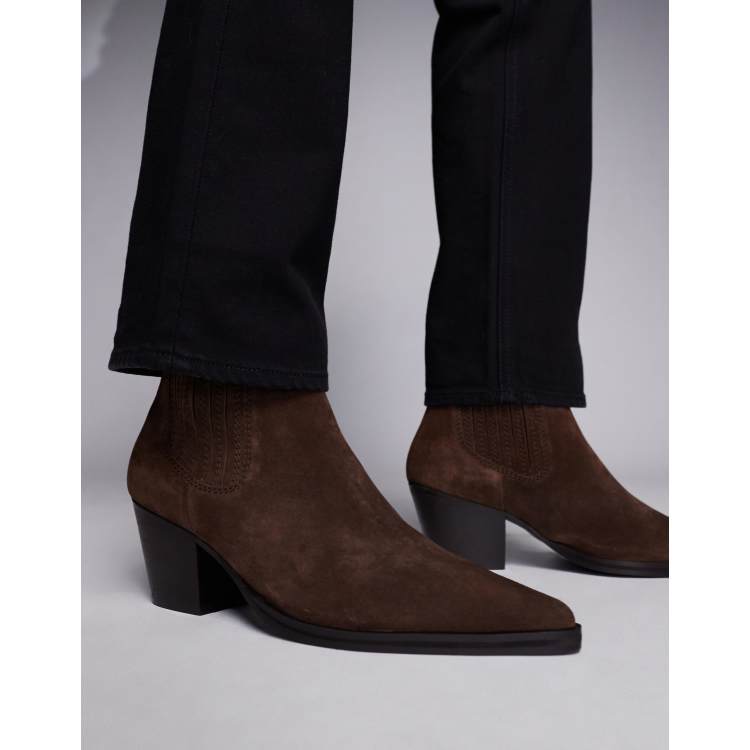 ASOS DESIGN chelsea boots in brown suede with cuban heel | ASOS display picture 1