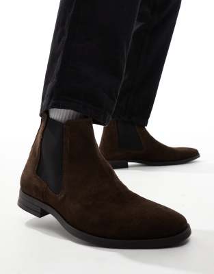 Asos design aura suede chelsea ankle boots hotsell