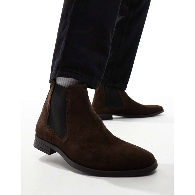 ASOS DESIGN chelsea boots in brown suede ASOS