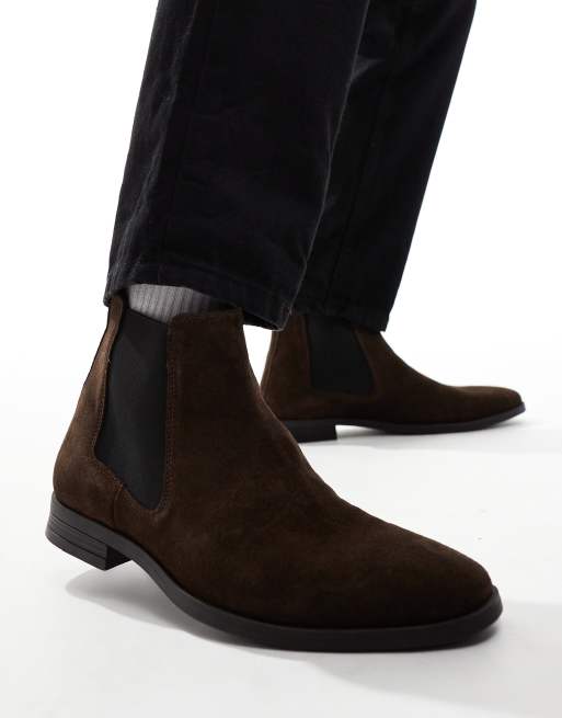 ASOS DESIGN chelsea boots in brown suede ASOS